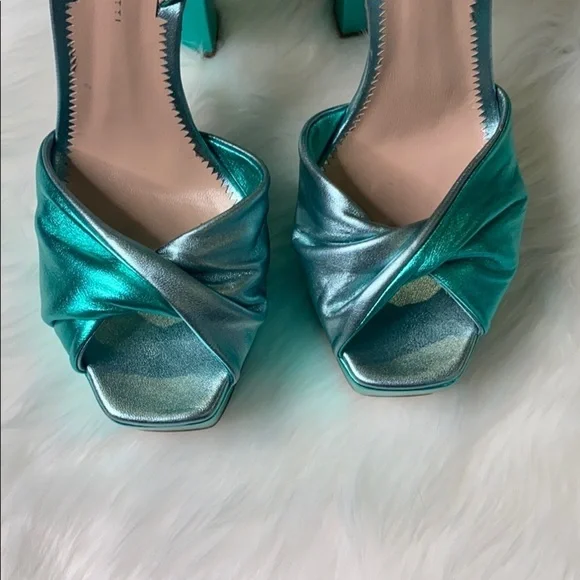 Giuseppe Zannoti Green Metallic Platform Heels size 41 - Picture 10 of 10